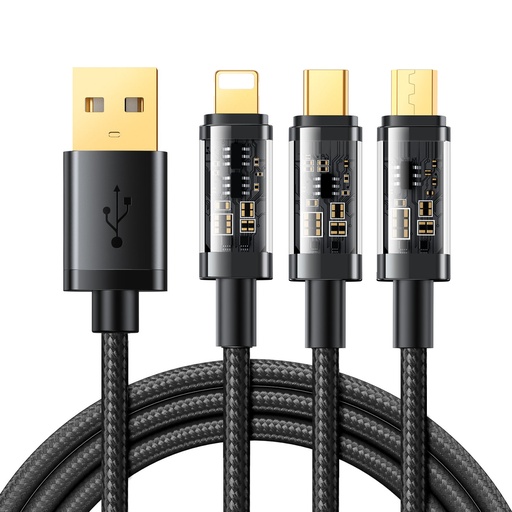 3-in-1 cable cable USB - USB-C / Lightning / micro USB 3.5 A 1.2m black
