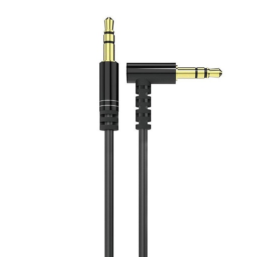 Stūra audio kabelis AUX mini jack 3,5 mm 1 m melns