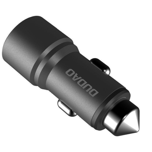 Auto lādētājs ar stikla drošības āmuru 2x USB 5V 3.1A pelēks
