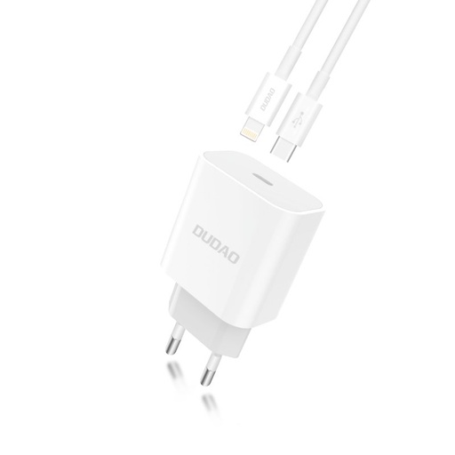 EU USB-C PD ātrais lādētājs + Lightning kabelis iPhone 1m, balts