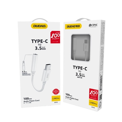 Audio adaptera austiņu adapteris no USB-C uz 3,5 mm mini ligzdu, balts