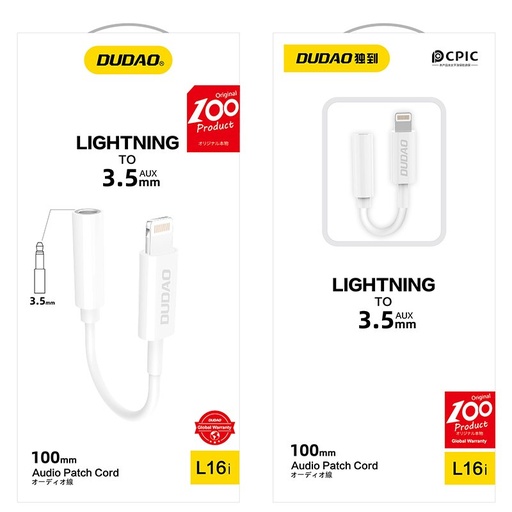 Garso adapteris "iPhone" ausinėms iš "Lightning" į 3,5 mm mini lizdą baltos spalvos