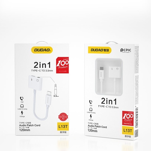 Adapteris austiņu sadalītājs USB-C - USB-C + 3,5 mm mini ligzda, balts