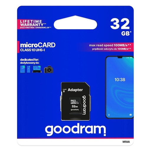 Mikrokarte 32GB micro SD HC UHS-I klases 10 + SD adapteris
