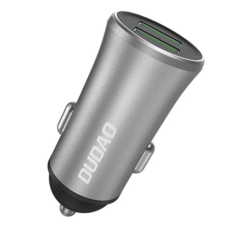 R6S viedais auto lādētājs 2x USB 3.4A sudraba krāsā