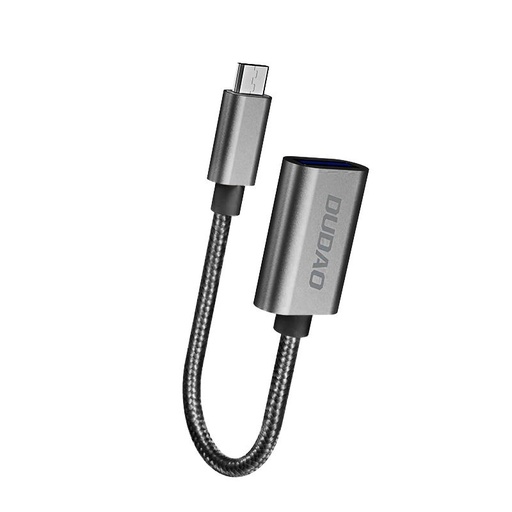 Adapterio kabelis OTG iš USB į micro USB pilkos spalvos