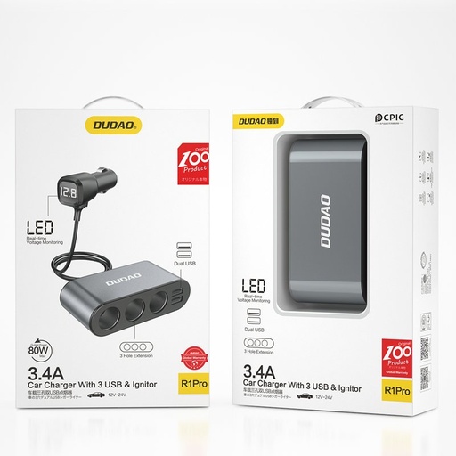 Auto lādētājs 2x USB + cigarešu aizdedzinātāja ligzda 3x melns