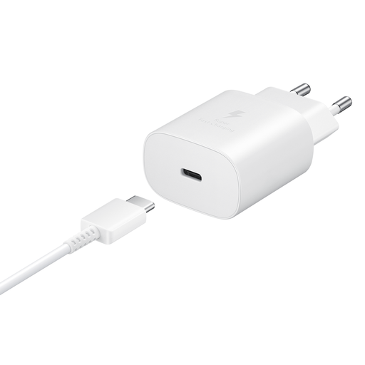 2-in-1 25 W tīkla lādētājs + USB-C kabelis 1 m, balts