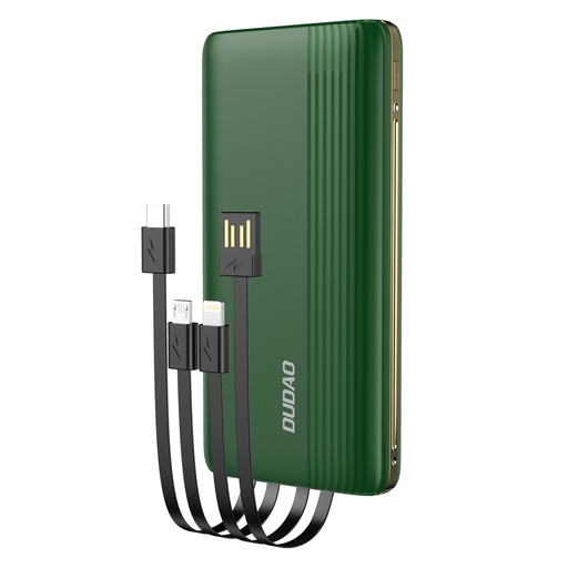 K4Pro 10000mAh Powerbank su integruotais laidais LED ekranas žalias