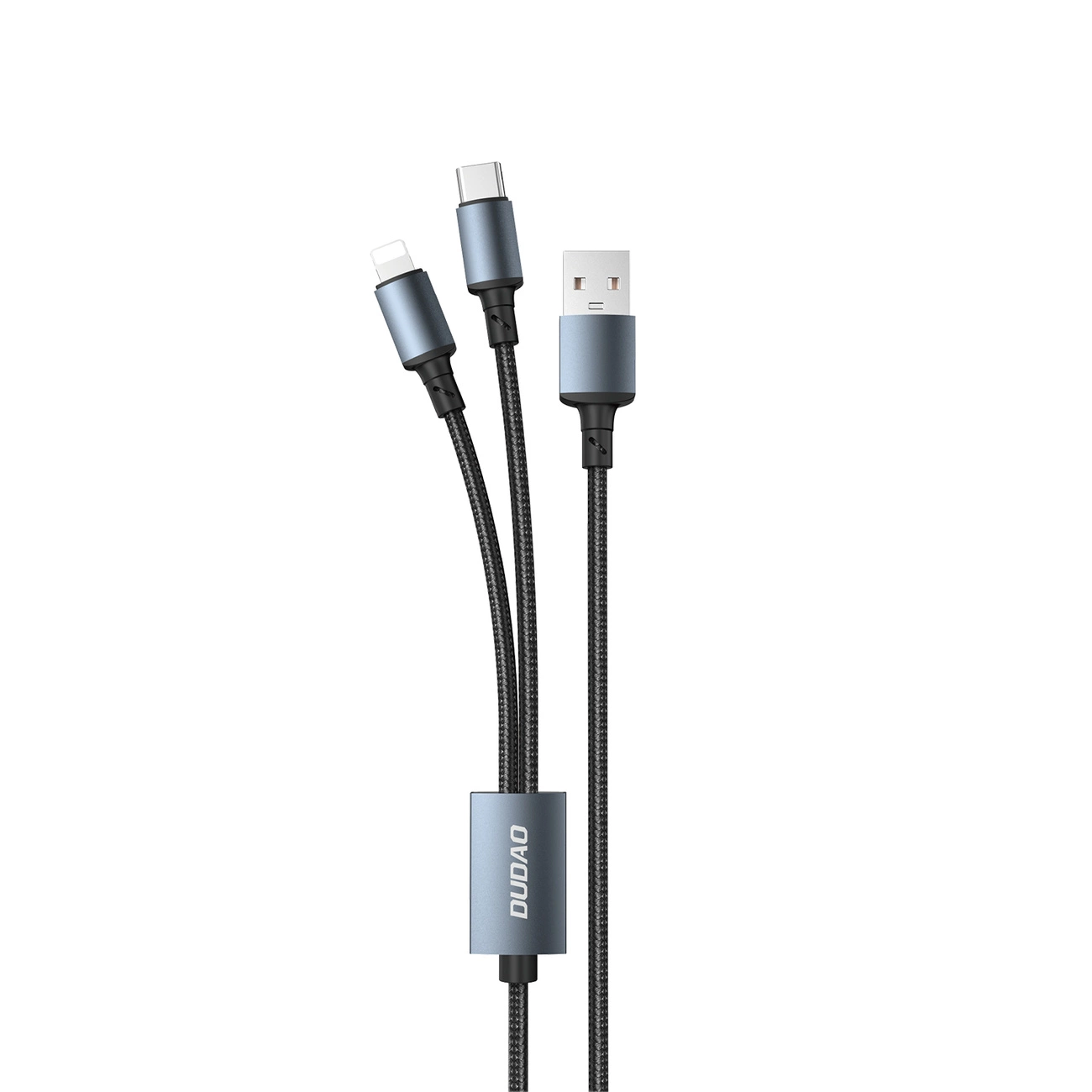 2in1 Universalus įkrovimo kabelis USB-C Lightning 6A 1,2 m juodas