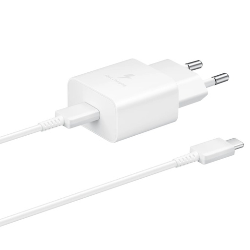 USB-C 15W PD AFC tinklo įkroviklis + USB-C kabelis, baltas