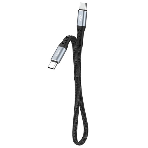 USB-C - USB-C trumpas plokščias kabelis L10C PD 100W 23cm juodas