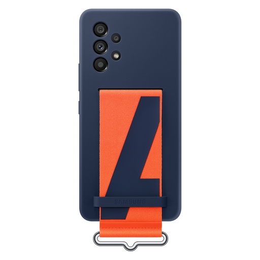 Case cover with strap for Galaxy A53 5G Strap Silicone Cover navy blue